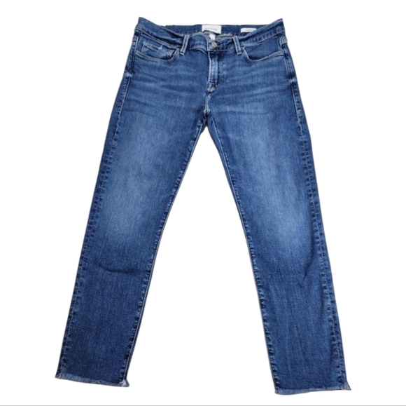 Frame Denim Denim - FRAME LE GARCON SIim Leg Mid Rise Gratitude Jeans Size 27 Raw Hem STYLE LGJRAZ8S